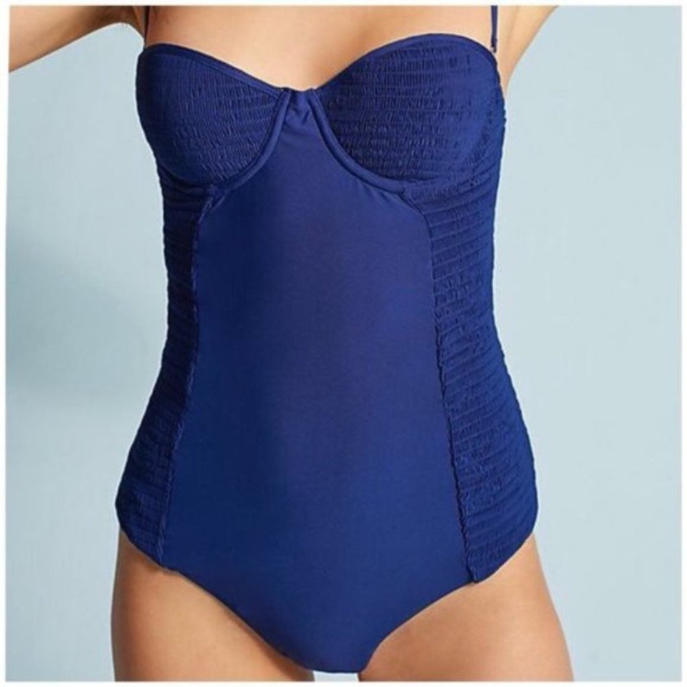 Allihop Smocked Bustier One-Piece Swimsuit (worn twice!)